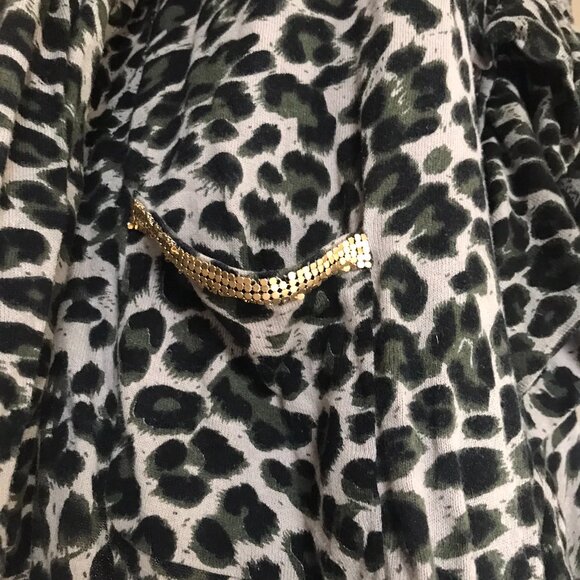 INC International Concepts - Ruffle Collar Pocket Cardigan - Green Leopard - 1X - Picture 8 of 9